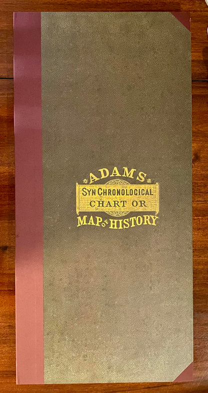 The cloth cover of the Adams History Chart with its gilt title label