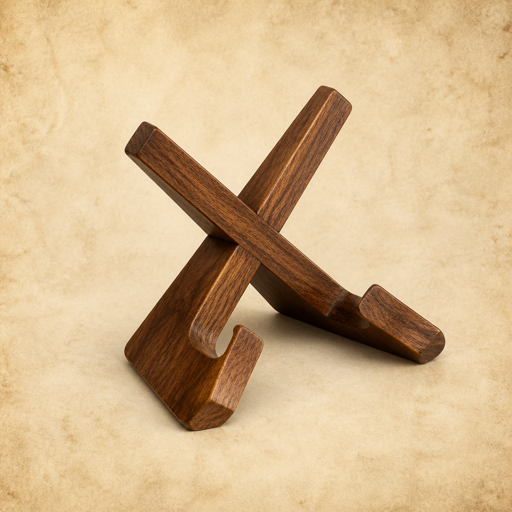 A folding wooden book stand